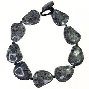 Doncaster Women's Larvikite Semi Precious Extra Large Flat Stone Necklace